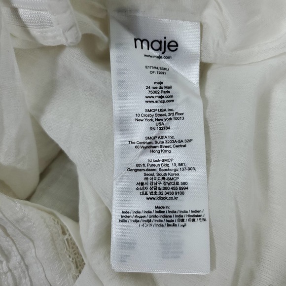 Maje Womens Romper EUR 38 Spaghetti Strap White Sleeveless Lace Trim One Piece - Picture 8 of 12